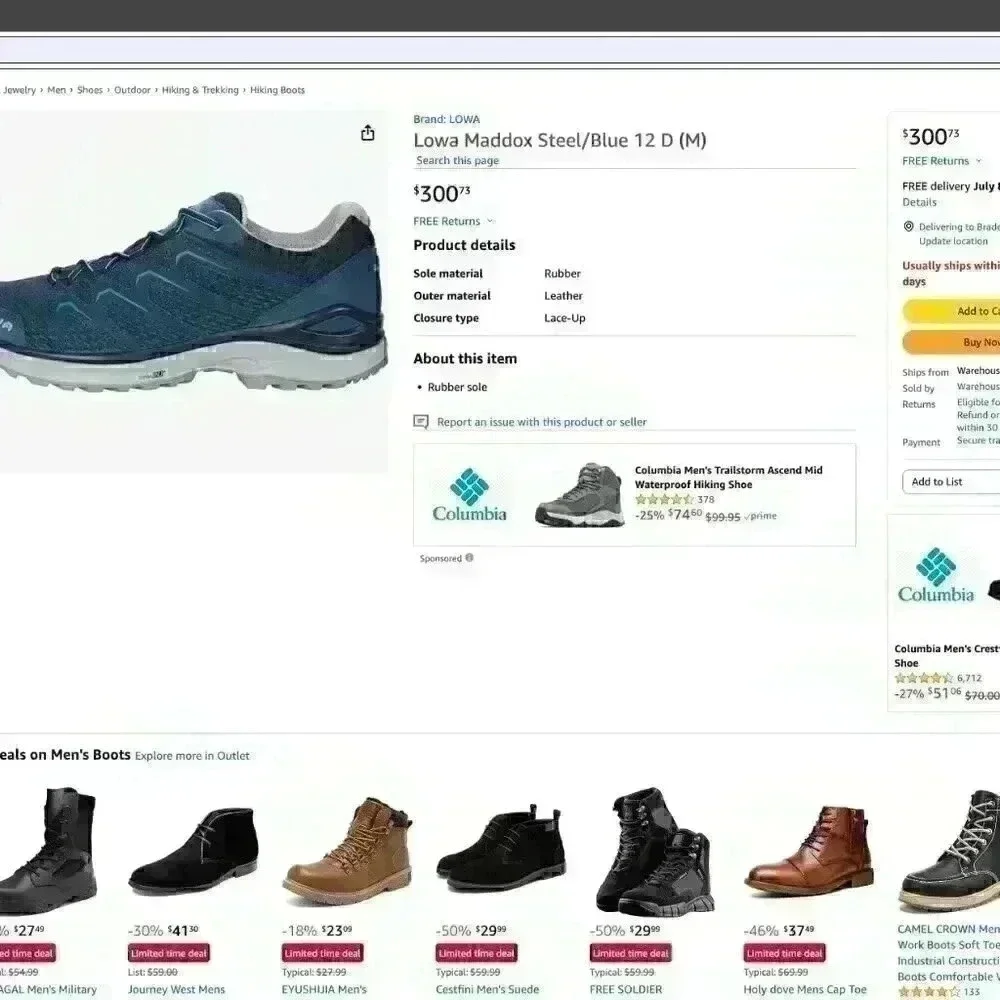 Lowa Maddox Steel/Blue womens athletically training trail shoe 12 D SAVE $160.00